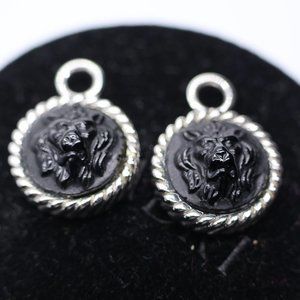 Custom 14K White Gold Black Intaglio Earring Charms - Stunning!
